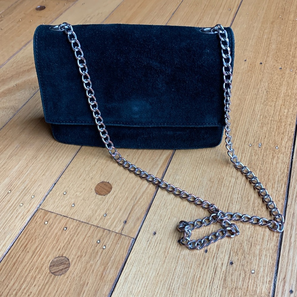 Brandy Melville suede look bag with chain strap black